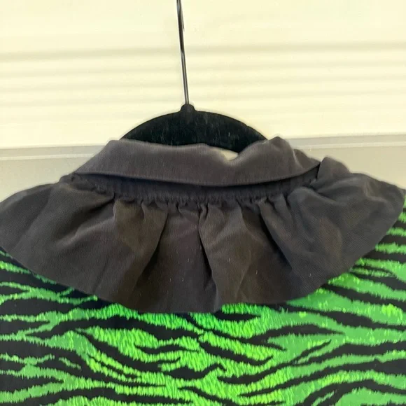 KENZO x H&M Green Tiger Print Silk Ruffle Collar Long Sleeve Button Up Blouse 2 - Picture 13 of 16